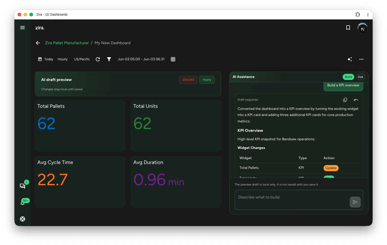 AI draft preview on the dashboard